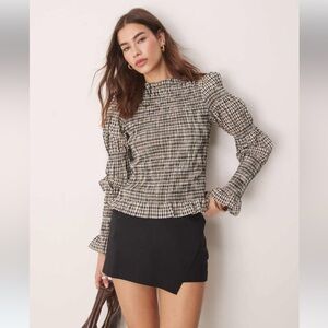 Yas plaid top with smocking